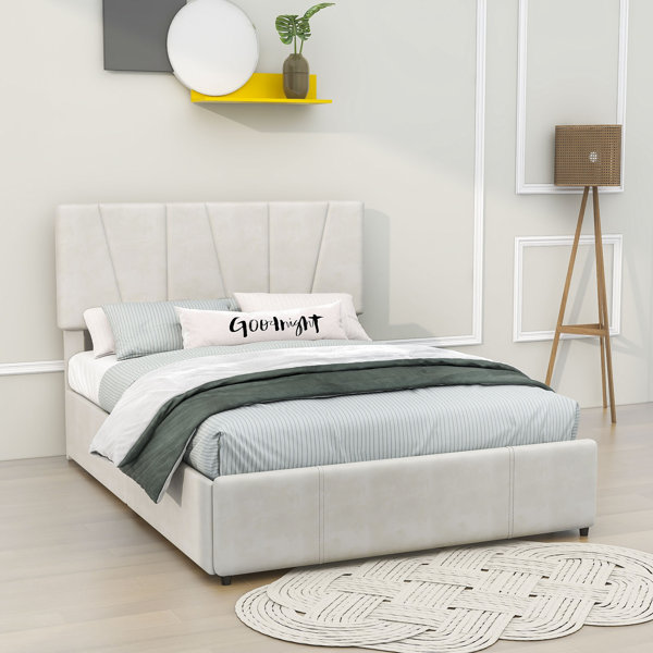 Latitude Run® Upholstery Platform Bed with Four Drawers Wayfair